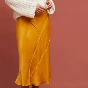 Anthropologie Saturday Sunday Mustard Yellow Valora Midi Skirt
